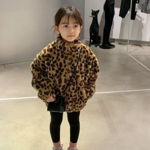 Kinderkleding Jongens Meisjes Jas Furry Luipaard Print Plus Fluwelen Dikke Winter Koreaanse Korte Jas