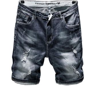Mannen Zomer Korte Jeans Gaten Denim Shorts Katoen Stretch Jean Shorts Slim Zwarte Jeans Shorts Mannen Skinny jeans