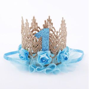 Meisje Eerste Verjaardag Crown Haarband Glitter Hoofdtooi Party Crown Hoofdband