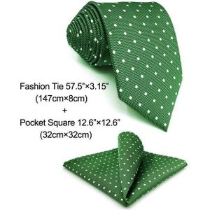 E21 Groene Stippen Silk Mens Stropdas Set Klassieke Mode Banden Voor Man Brand Accessoire Hanky Extra Lange Grootte