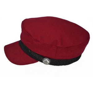 Vrouwelijke hoed lente marine hoed mode zwart lederen vaste crown zilveren gesp winter warm dames hoed Baretten hat cap