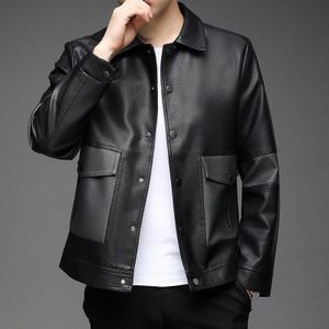 Top Grade Brand Streetwear Casual Classic Biker Faux Pu Leather Jacket Men Coats Mens Clothing 2022