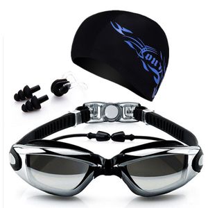 Zwembad Apparatuur Duiken Brillen Caps Oordopjes Neus Clip Set Surfen Zwembril Bril Waterdicht Anti-Fog Uv Bescherming