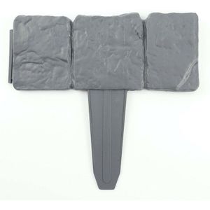 10 Stuks Grijs En Baksteen Tuin Hek Rand Cobbled Steen Effect Plastic Gazon Rand Plant Grens Corrosie Gazon Diy Decoratie