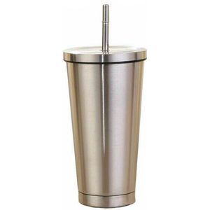 500ML Rvs Cup Draagbare Reizen Tumbler Beker Met Rietje