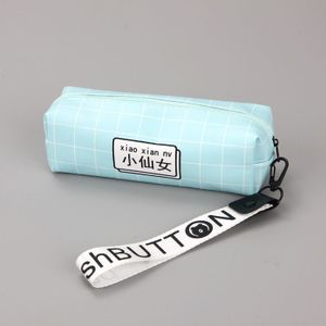 1pcs Kawaii Rits Chinese Karakters Pu Etui Roze Blauw Leuke Pen Box Potlood Tas Schoolbenodigdheden Briefpapier