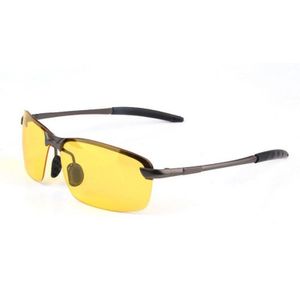 Mannen Nachtzicht Bril HD Gepolariseerde Zonnebril Mannen Aluminium Frame Rijden Zonnebril Classic BRAND Mannelijke Goggle UV400