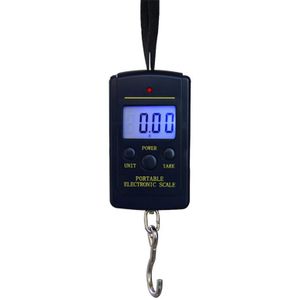 Draagbare Digitale Weegschaal 40 Kg Mini Schaal Digitale Vissen Bagage Reizen Elektronische Weegschaal Weging Attachment Haak Zwart