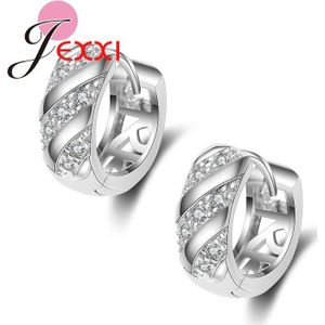 Mode 925 Sterling Zilveren Kleine Oorbellen Royale Luxe Earring Stud Voor Vrouwen/Meisje Oor Sieraden Shiny Crystal Oorbel