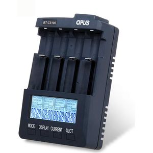 Opus BT-C3100 V2.2 Smart Digitale Intelligente Acculader 4 Slots Aa/Aaa Lcd Universele Batterij Lader Lithium 10440 18650