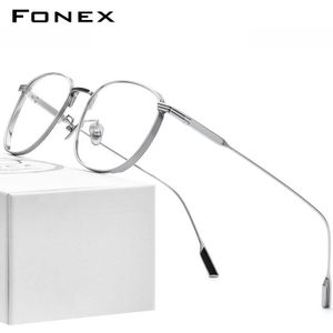 Fonex Puur Titanium Brilmontuur Vrouwen Vintage Ronde Bijziendheid Optische Recept Lenzenvloeistof Frame Mannen Ovale Eyewear 8517