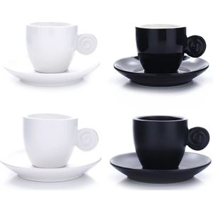 90ml Espresso Cup Eivorm Koffie Kleine Zwarte Keramiek Italiaanse Expresso Cups Matte Glossy Porselein Fincan Schoteltjes Schroefdraad