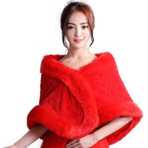 Ivoor Winter Warm Faux Fur Vrouwen Wedding Bridal Wrap Formele Diner Avond Sjaal Lady Thermische Party Stole Cape Prom Gerold mantel