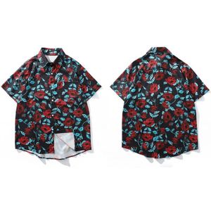 Gonthwid Bloemen Print Hawaiian Strand Shirts Mannen Zomer Casual Bloemen Tropische Korte Mouw Shirts Aloha Button Tops