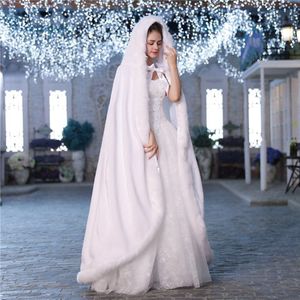 Bruiloft Mantel Elegante Warme Kerst Cape Mantel Winter Vrouwen Jas Bridal Floor Lengte Kostuum Mantels Lange Party Bruiloft Jas