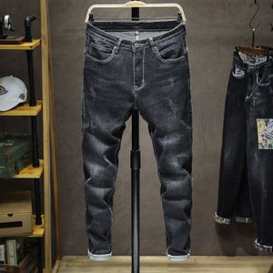 Herfst Winter Mannen Zwarte Jeans Mannen Casual Mid Straight Effen Kleur Broek Mannelijke Plus Size 38 Business Denim Jeans Voor mannen, 962
