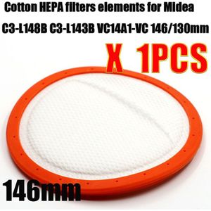 Vervanging Wasbare Stofzuiger Ronde HV Filter Katoen HEPA filters elementen voor Midea C3-L148B C3-L143B VC14A1-VC 146/130mm