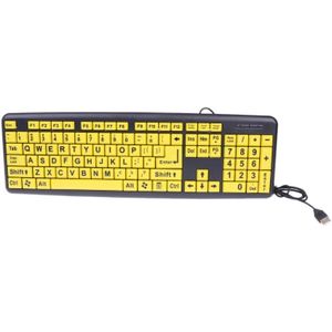Grote Zwarte Brief Print Geel Button Usb Wired Keyboard Voor Ouderen &amp; Low Vision