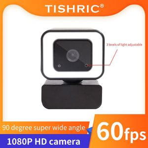 Tishric X801 60 Frames Webcam 1080P Web Hd Camera Fixed Focus Touch Verstelbare Led Fill Ligh Web Camera Voor video Conferencing
