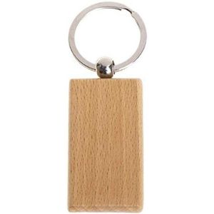 60Pcs Lege Rechthoek Houten Sleutelhanger Diy Hout Sleutelhangers Key Tags Kan Graveren Diy