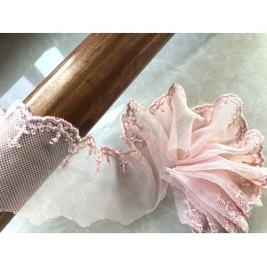 3Yards Zachte Mesh Borduren Baby Roze Blauw Kant Kleding Accessoires Versieringen 4.5Cm Jurk Rok Handgemaakte Accessoires Thuis