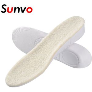 Sunvo Eva Foam Gezellige Wolvilt Hoogte Toename Inlegzolen Winter Warme Schapenvacht Palmilha Schoenen Pads Mannen Vrouwen Verwarmde Binnenzool Inserts