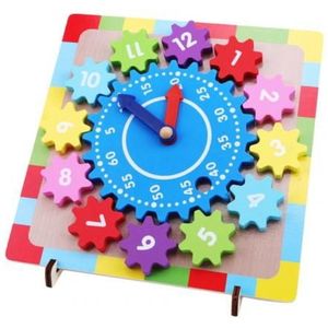 Kid Houten Versnelling Blok Multicolor Digitale Klok Puzzel Early Education Puzzels Gadgets Bijpassende Klok Speelgoed Voor Kinderen