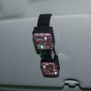 Mode Kristal Auto Zonneklep Clip Zonnebril Houder Vrouwen Diamant Steentjes Auto Sluiting Clip Bril Card Ticket Holder Clip