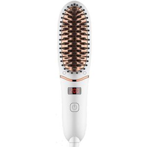 Vrouw Elektrische Stijltang Borstel Snel Warm-Up Thermische Straight Negatieve Ionen Kam Keramische Borstel Styling Tools