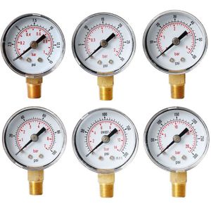 40Mm Gezicht Manometer 1/8 &quot;Bspt Bottom Mount 15,30,60.100,160 200, 300 Psi &amp; Bar Voor Air Gas Water Brandstof Vloeibare