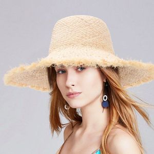 GEMVIE Mode Floppy Strooien Hoed Zomer Hoeden Voor Vrouwen Raffia Geweven Grote Rand Zonnehoed Dames Strand Cap Panama hoed Verstelbare
