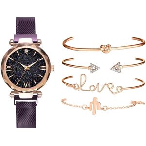 5pcs Set Luxe Vrouwen Horloges Magnetische Sterrenhemel Vrouwelijke Klok Quartz Horloge Dames Polshorloge relogio feminino