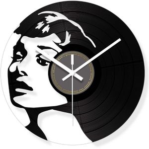 Zwart Grote Vinyl Wandklok Mechanisme Retro-Oude Transparante Vintage Record Deco Salon Klok Muur Horloges Home Decor SC184