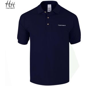 Hanhent Borduren Logo Polo Shirt Mannen 100% Katoen Business Casual Shirt Kantoor Korte Mouw Effen Kleur Polo Shirts