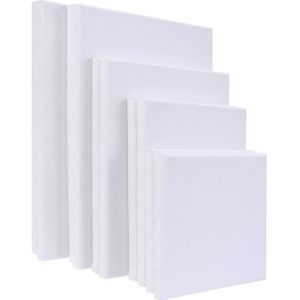 10 Stks/set 5 Size Witte Lege Art Boards Opgespannen Schildersdoek Hout Schilderen Frame Katoen Canvas Frame Voor Tekening Schilderen