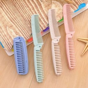 1Pc Draagbare Opvouwbare Haar Kam Anti-Statische Haarborstel 4 Kleur Reizen Haar Borstel Tarwe Stro Vouwen Kappers Styling tool