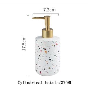 370/380/400Ml Keramische Terrazzo Patroon Hand Zeep Fles Draagbare Druk Shampoo Lotion Fles Badkamer Decoratie Tool 1Pcs