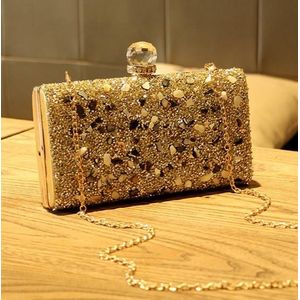 Luxe Charm Diamond Pu Lederen Bruiloft Clutch Avondtasje Dames Schoudertas Tas Purse Flap 3 kleuren