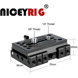 NICEYRIG Quick Release Plate voor Manfrotto Camera Statief Grondplaat Manfrotto Rail DSLR Rig 1/4 ""3/8"" Schroef Camera Kooi rig