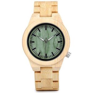 Bobo Vogel Lovers 'Houten Horloge Vol Bamboe Green Dial Quartz Horloges Voor Koppels In Bamboe Geschenkdoos