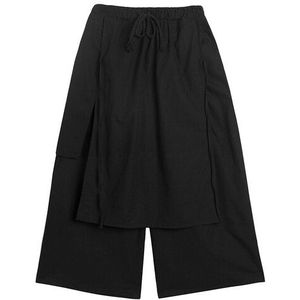 Mannen Causale Wijde Pijpen Rok Broek Mannelijke Streetwear Punk Gothic Hip Hop Harem Broek Zwart Katoen Linnen Japan Stijl Kimono broek