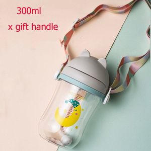 220/300Ml Baby Kids Kinderen Draagbare Voeden Drinken Water Fles Met Stro 2 Gebruik Water Cup met Handvat &amp; Sling
