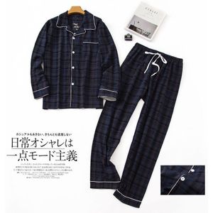 Winter Mannen Pyjama Set Plaid 100% Katoen Lange Mouw Broek 2 Stuk/set Casual Man Homewear Big Size Top zachte Warme Pyjama