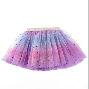 Meisje Sparkly Sterren Snoep Kleur Rok Multi Lagen Meisje Tutu Jurk Maat 2-8T Kinderen Stadium Toont Dagelijks dragen Kostuums 5 Kleuren
