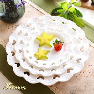 Hart Vorm Emboss Porseleinen Borden Dessert Cake Gerechten Snack Tray Keramische Servies Diner Plaat Decoratie Servies