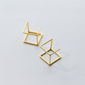 Inzatt Punk Minimalistische Geometrische Vierkante Oorringen Charm 925 Sterling Zilveren Fijne Sieraden Voor Vrouwen Accessoires