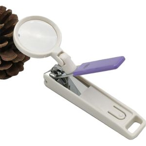 1Pcs Draagbare Anti-Splash Nagelknipper Met Vergrootglas Vingernagel Nipper Cutters Leuke Manicure Zware Nail Trimmen Tool