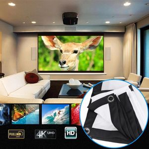 16:9 Hd 3D Hd Wandmontage Projectiescherm 60/72/84/100/120 Inch Projector Screen Fiber Canvas gordijn Voor Home Theater