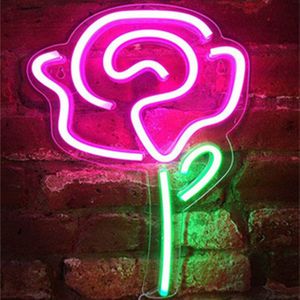 Rose Bloem Led Neon Light Teken Voor Muur Decor Opknoping Neon Lamp Thuis Kamer Kerstvakantie Bruiloft Decoratie Light Up teken