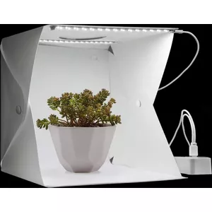 YOUTHINK Mini Fotostudio – 40x40 Cm Opvouwbaar, Met 2 LED-strips, 6 Achtergronden, USB Voeding, Incl. Telefoonhouder